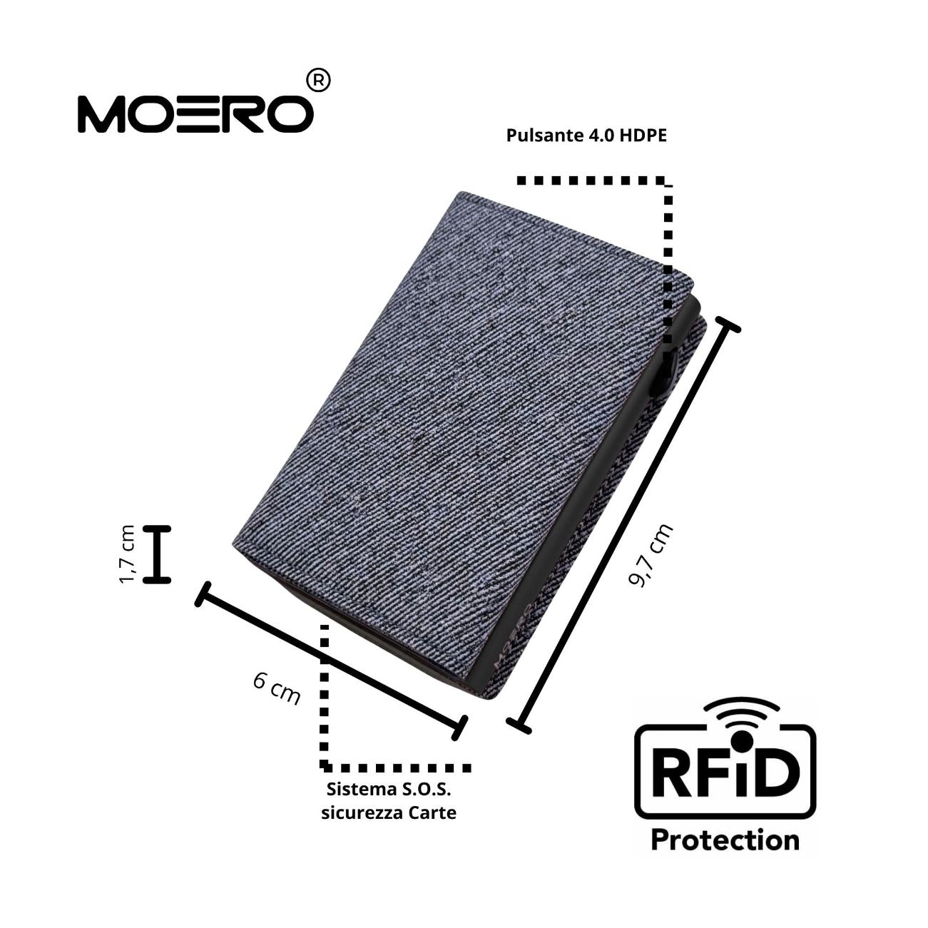 Moero Linea PRO Jeans portafoglio blu in denim RFID