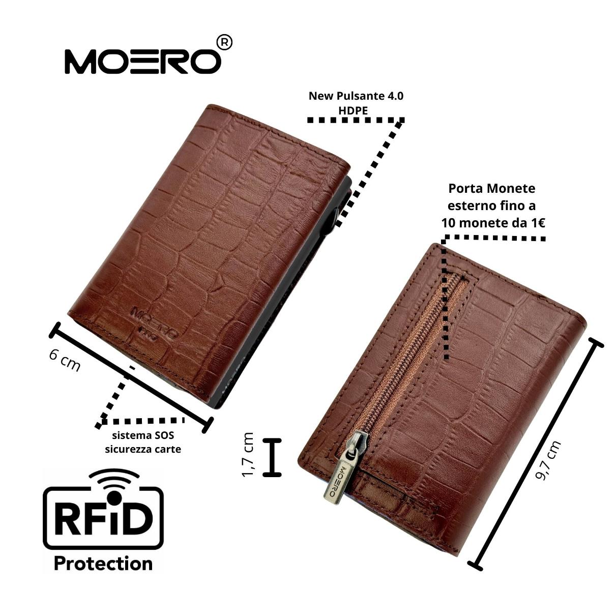 Moero Linea PRO PRO Zip Croco portafoglio marrone RFID