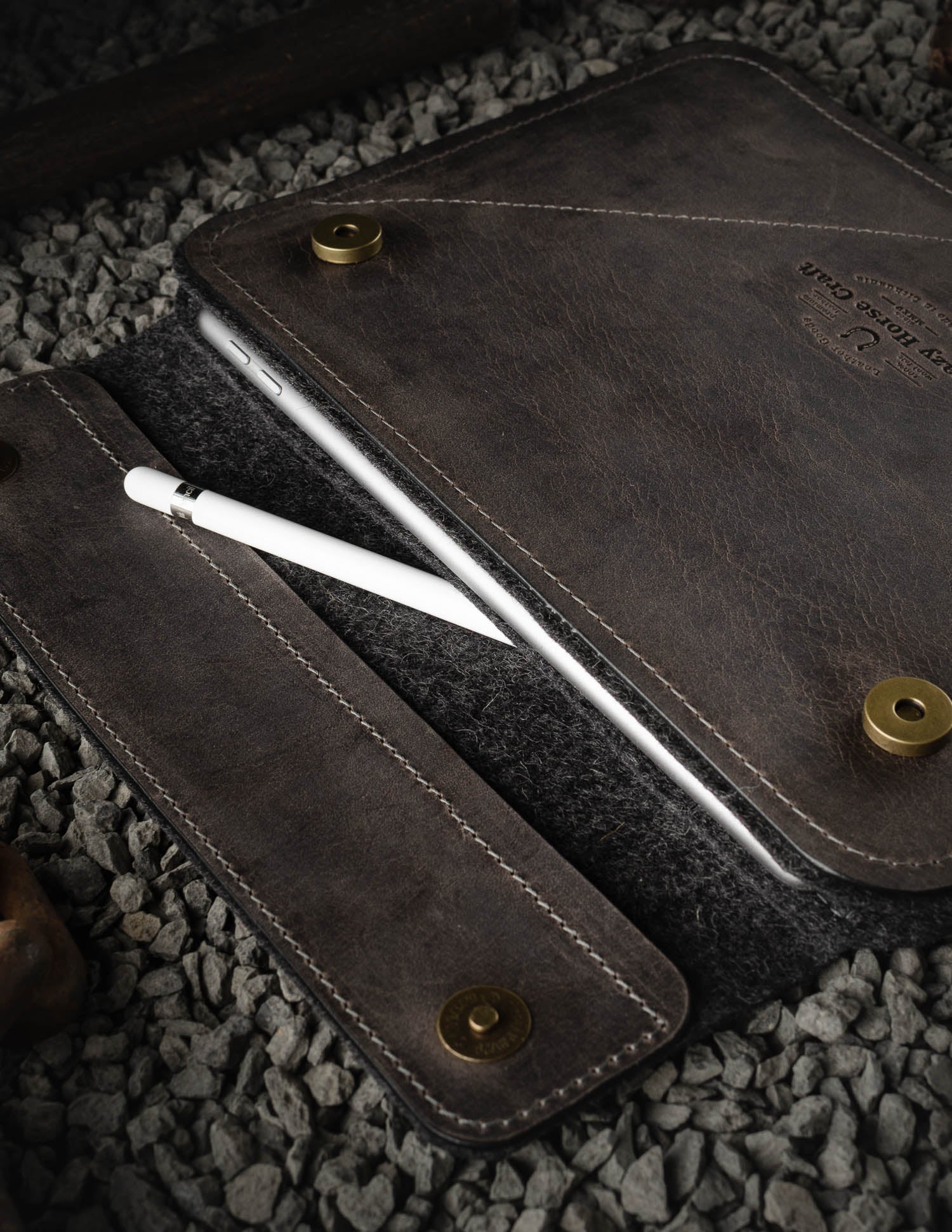 Crazy Horse Craft iPad and Kindle Cases custodia iPad Stone Grey in pelle