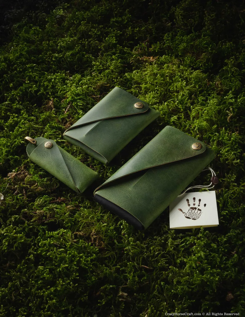 Crazy Horse Craft Minimalist Series Cases portafoglio custodia e portachiavi Alpine Green