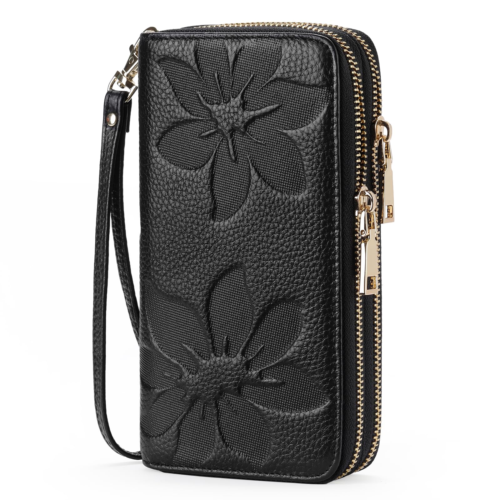 GOIACII WOMEN'S LARGE WALLET portafoglio donna grande C01-nero RFID doppia cerniera