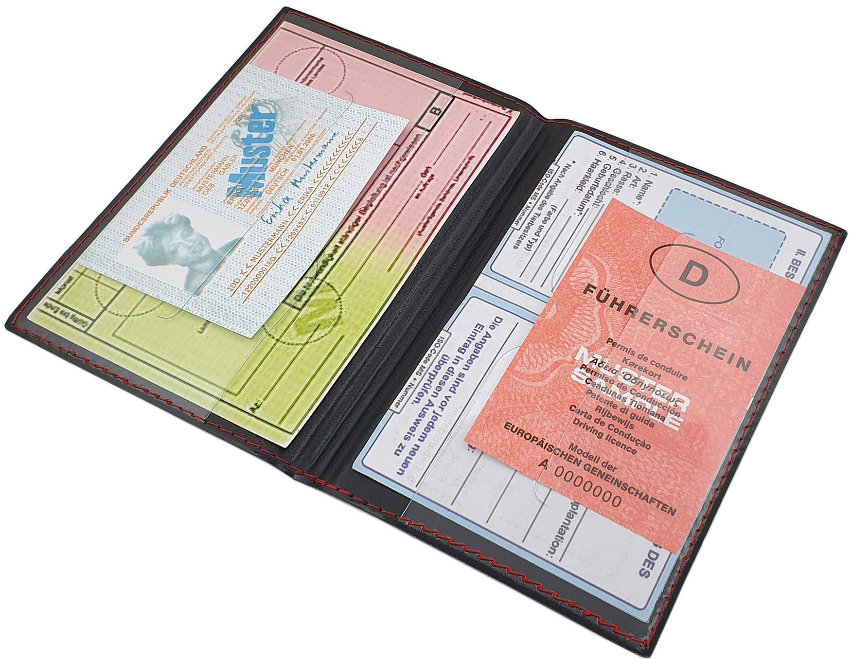myledershop Karten- und Ausweisetuis porta documenti Nero Design 2 A6