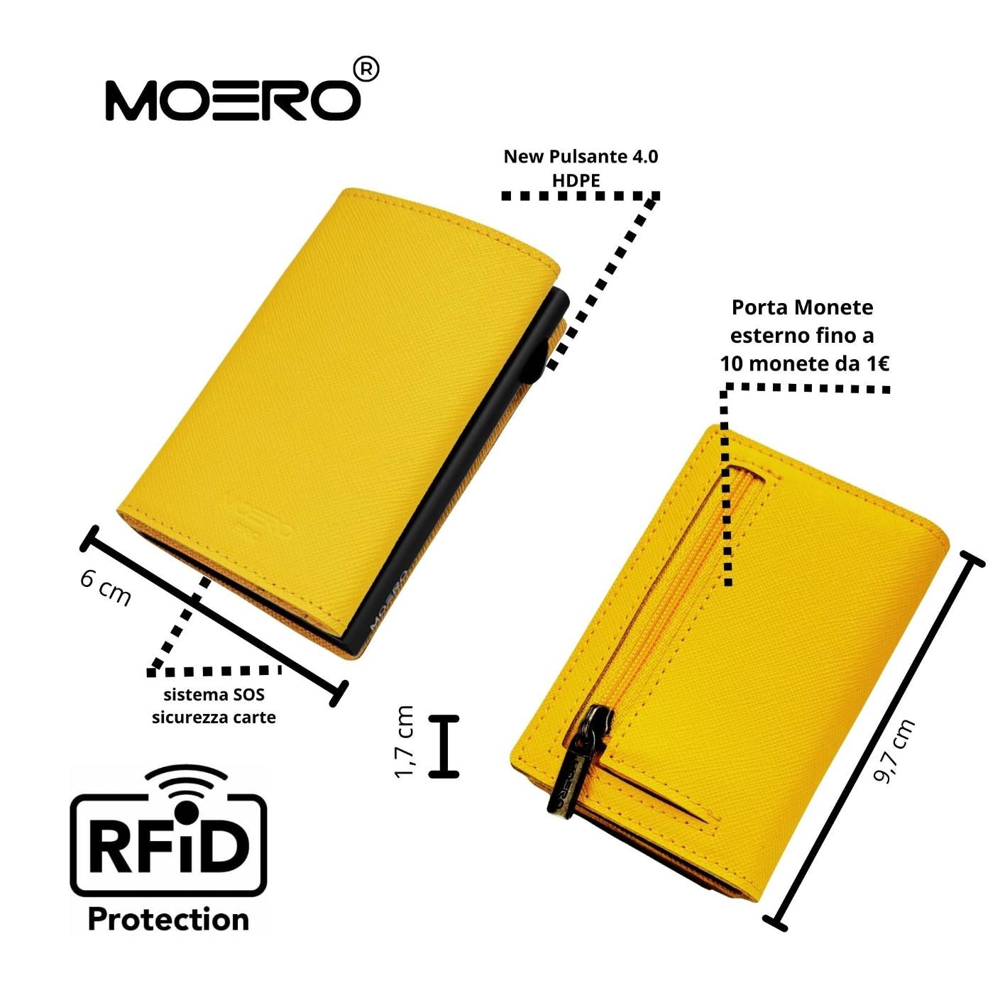 Moero Linea PRO PRO Zip Saffiano portafoglio Giallo pelle RFID