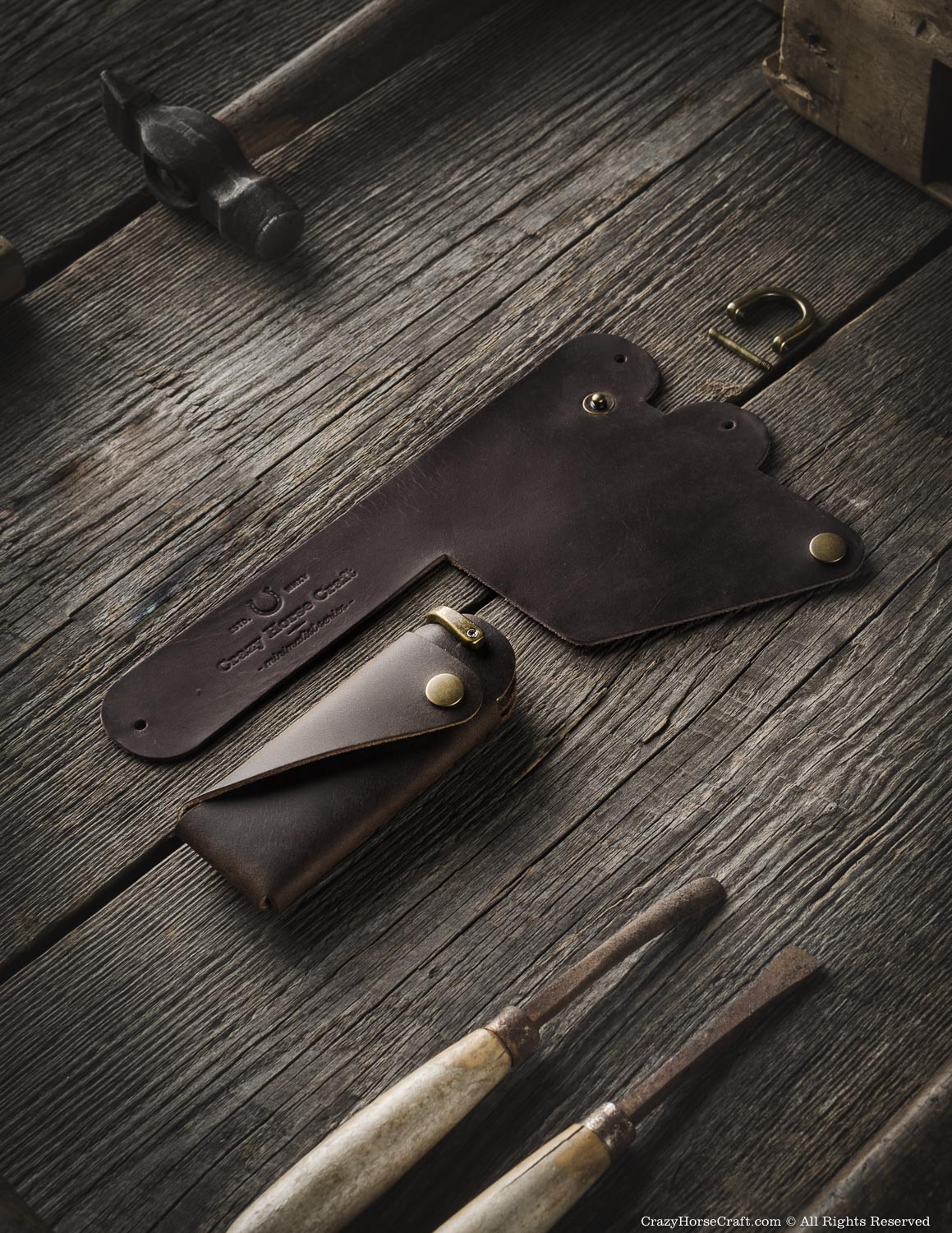 Crazy Horse Craft Minimalist Series set accessori in pelle Wood Brown