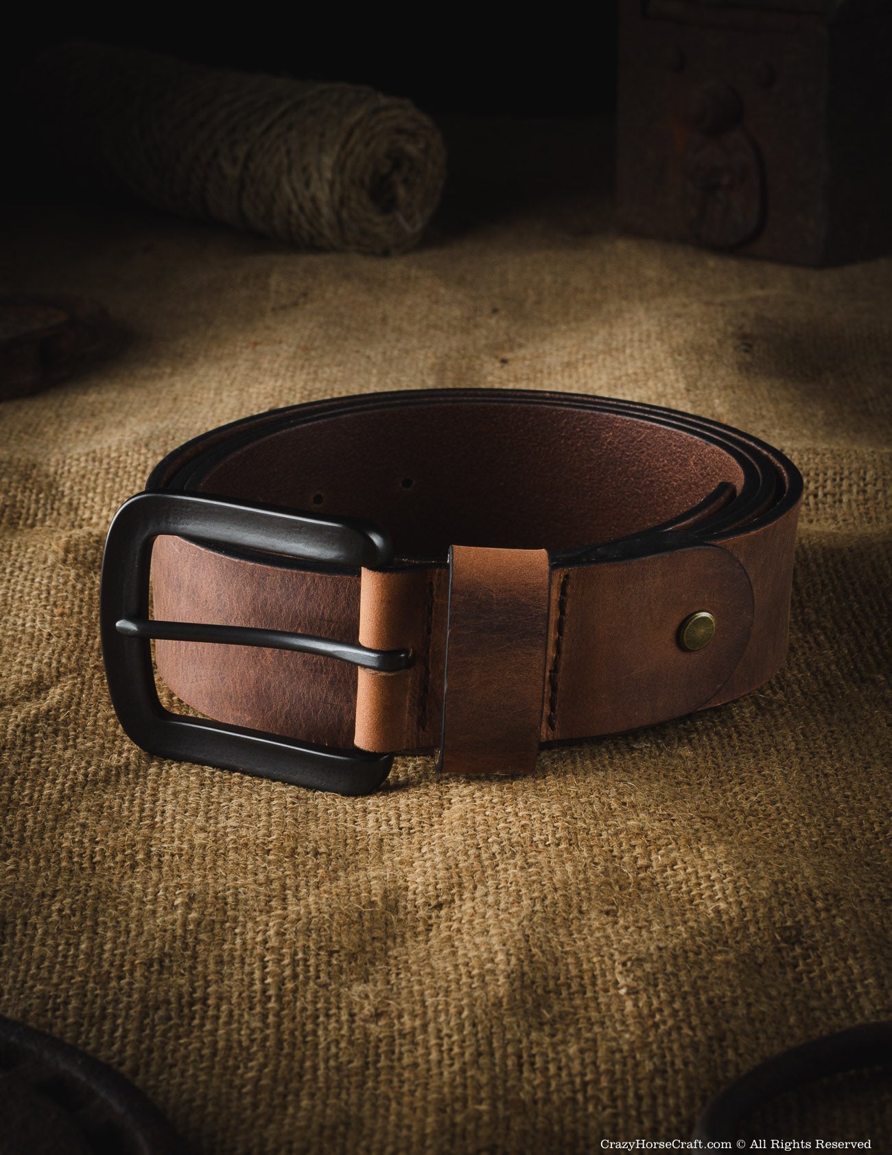 Crazy Horse Craft Belts Vegetable Tanned Leather Belt cintura marrone classica