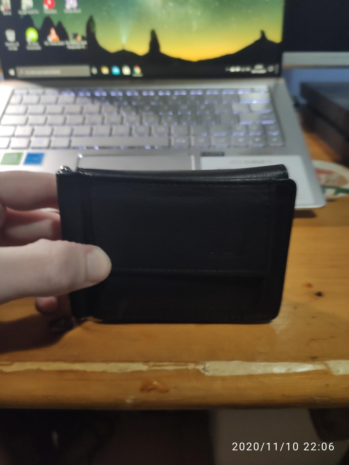 myledershop Brieftaschen Dollarclip portafoglio con clip nero in pelle di vitello