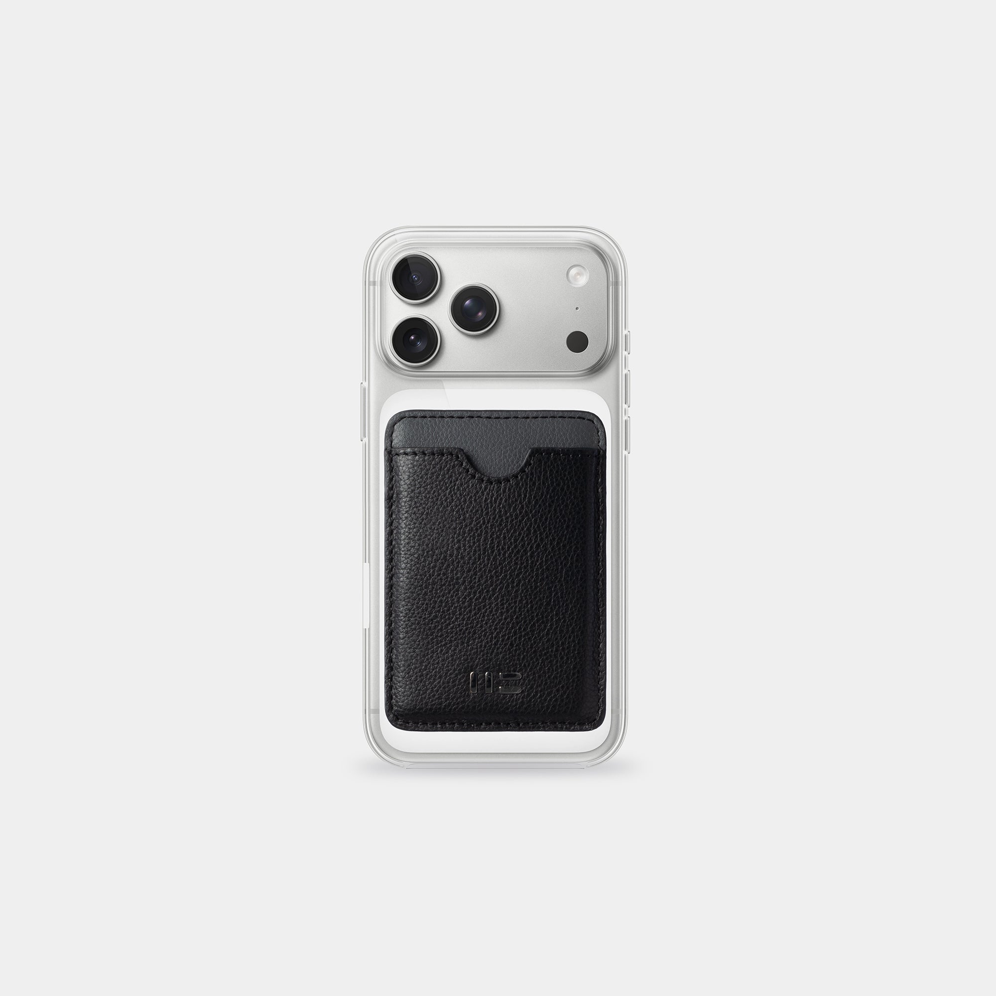 Miguel Bellido Accesorios funcionales Portacarte magnetico in pelle nera MagSafe