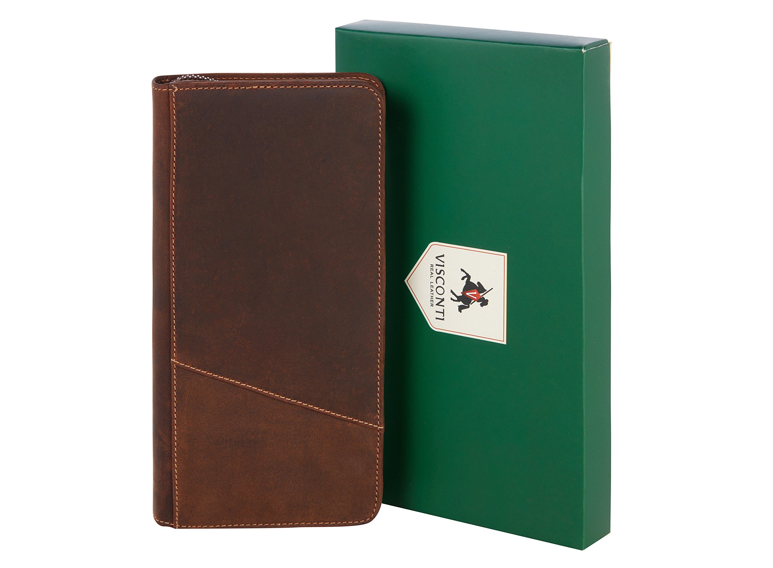 Visconti Toscana 1157 portafoglio da viaggio unisex in pelle Olio Tan