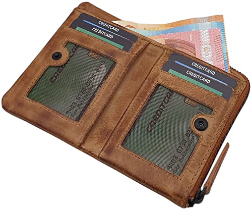 myledershop Herren Geldbörsen portafoglio uomo cognac RFID