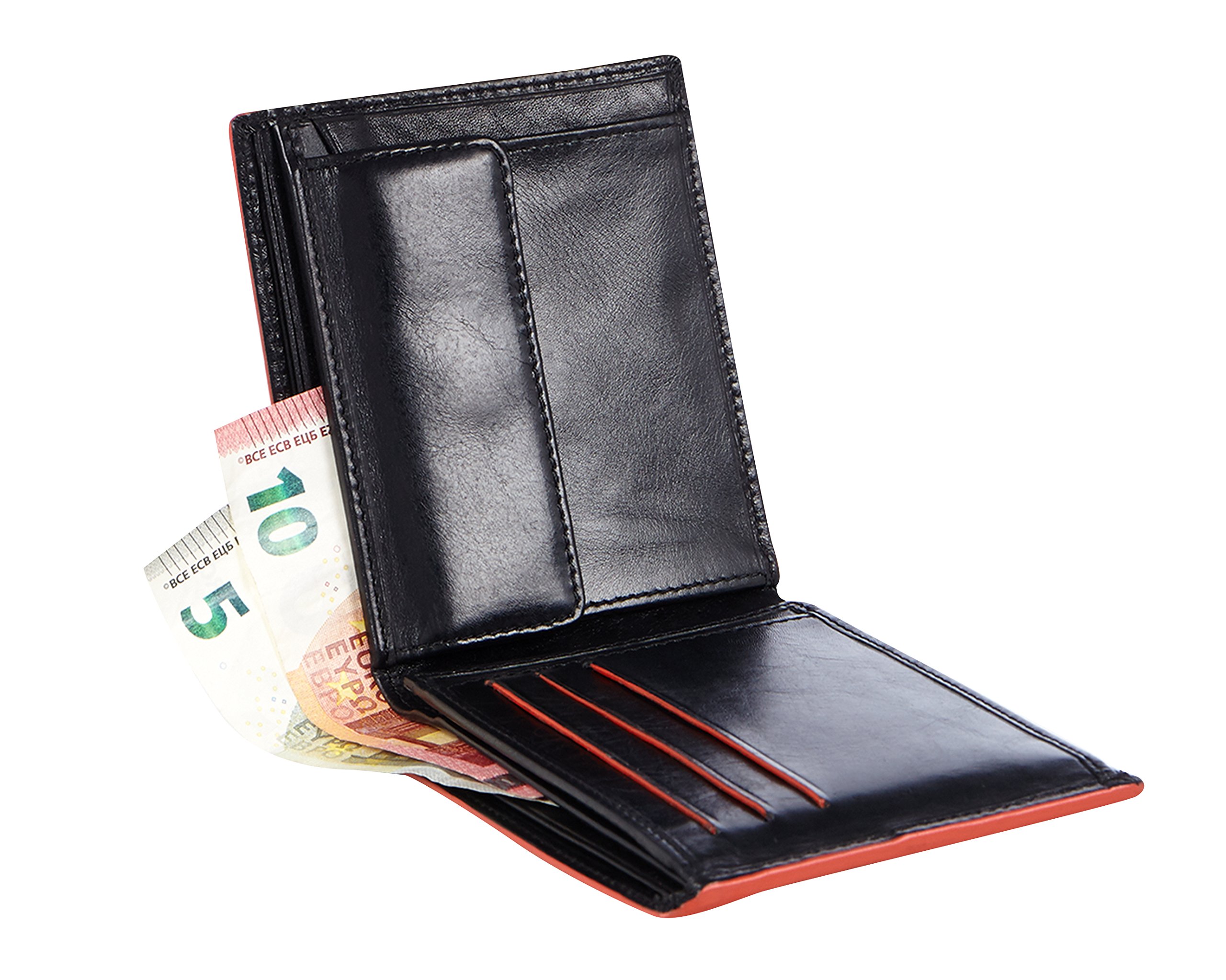 Visconti Alps portafoglio uomo in pelle a piegatura tripla nero arancio RFID