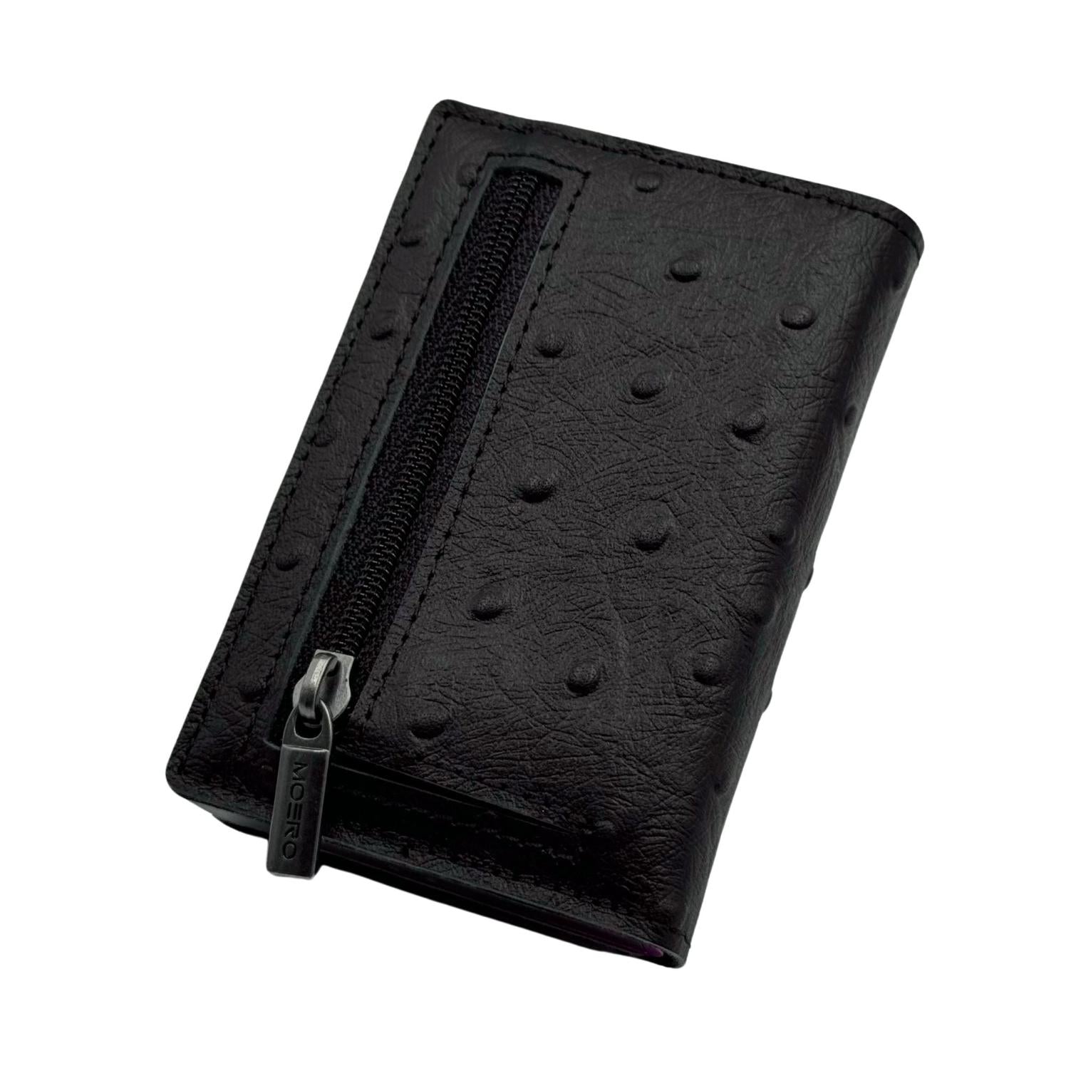 Moero Linea PRO PRO Zip Struzzo portafoglio nero RFID