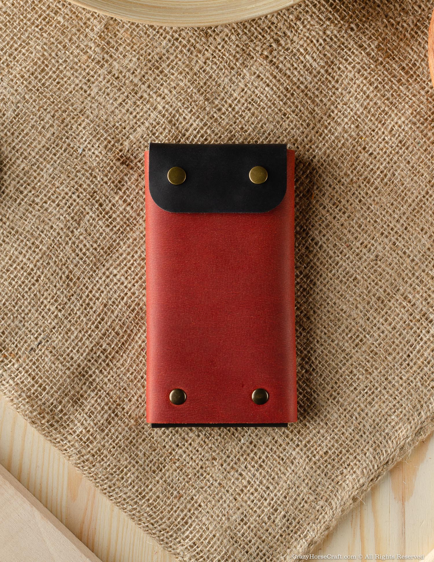 Crazy Horse Craft Minimalist Series portafoglio custodia iPhone Fragola Red
