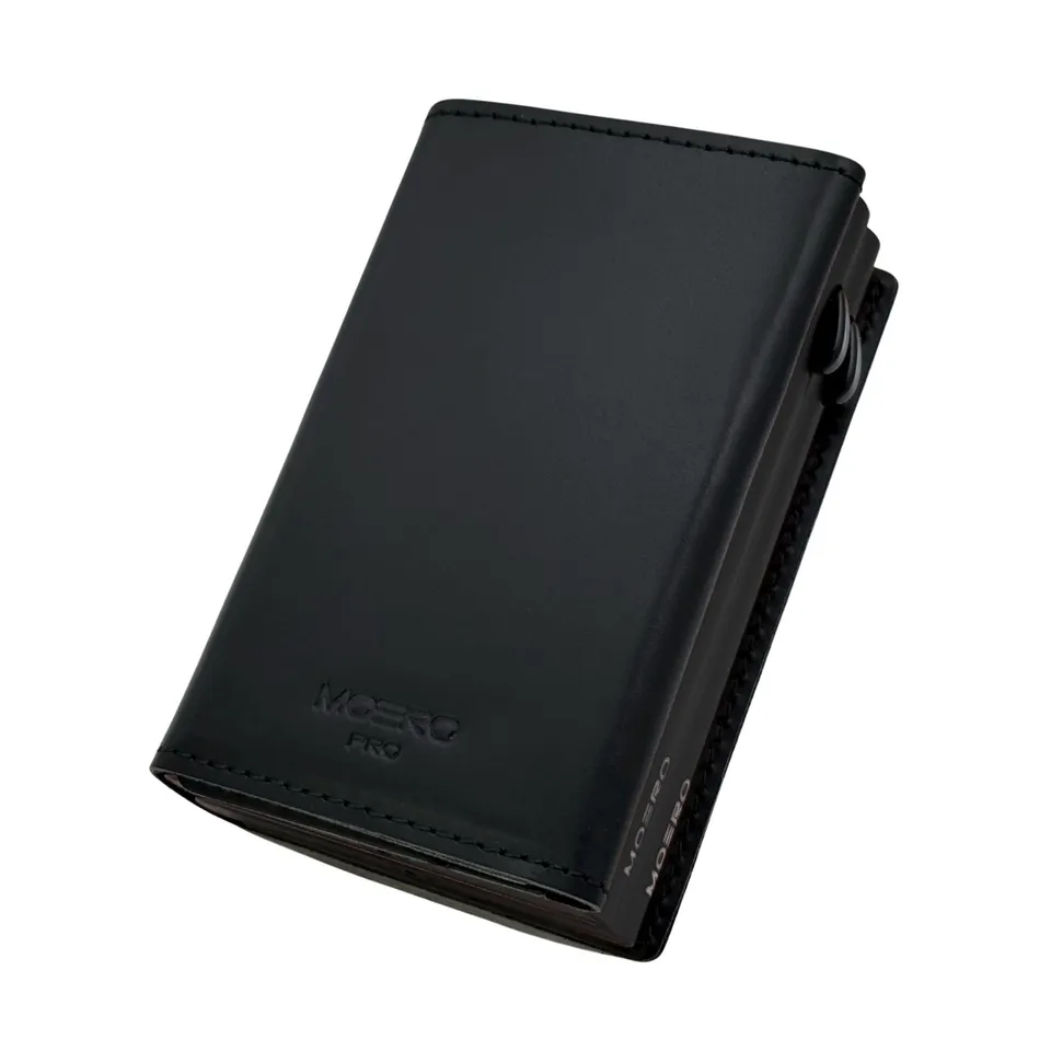 Moero Linea PRO Dual Zip portafoglio nero 15 carte con doppio portacarte