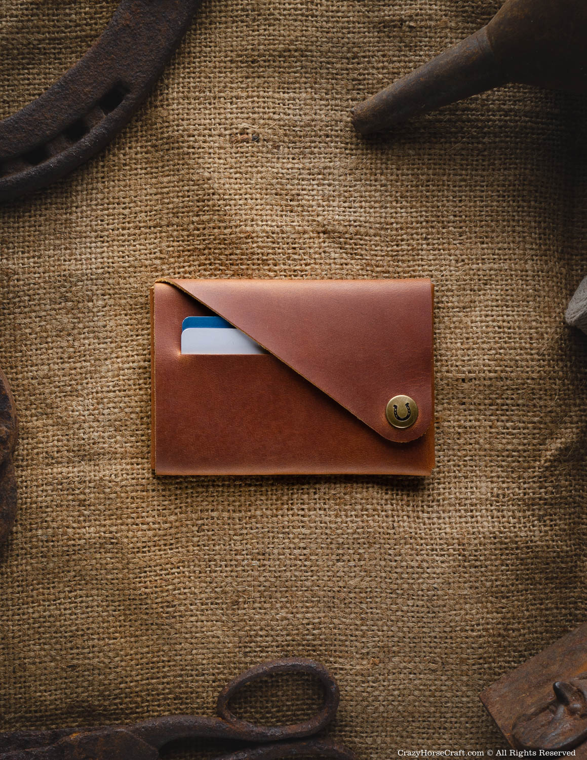 Crazy Horse Craft Minimalist Series set portafoglio e portachiavi in pelle marrone