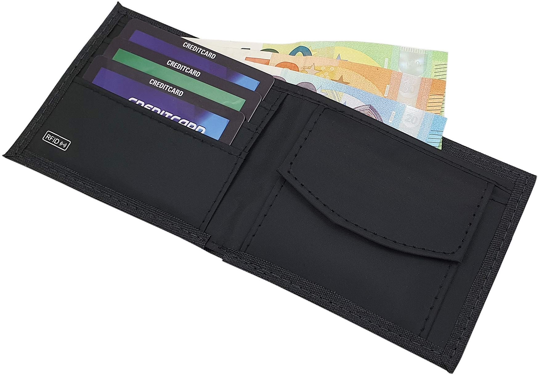 myledershop Herren Geldbörsen portafoglio orizzontale nero RFID NFC