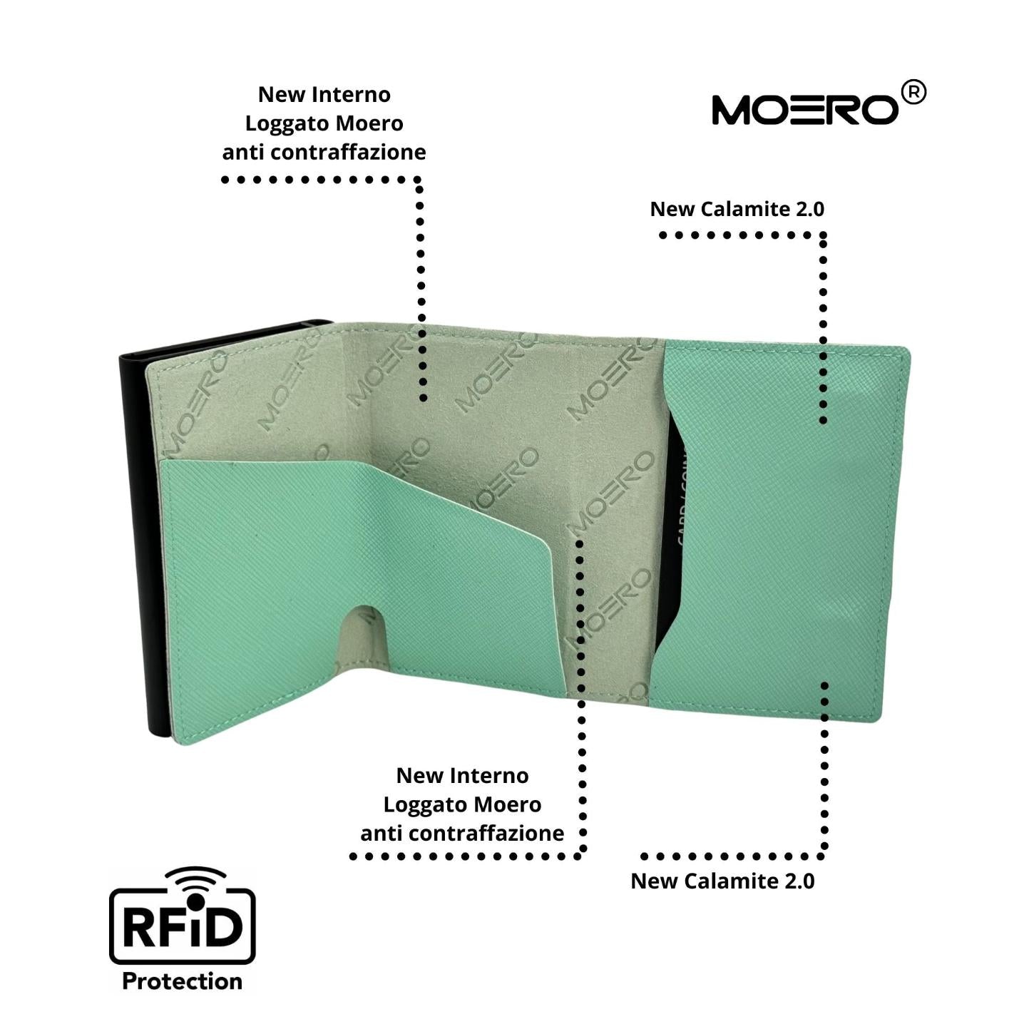 Moero Linea PRO PRO Saffiano portafoglio Acquamarina RFID