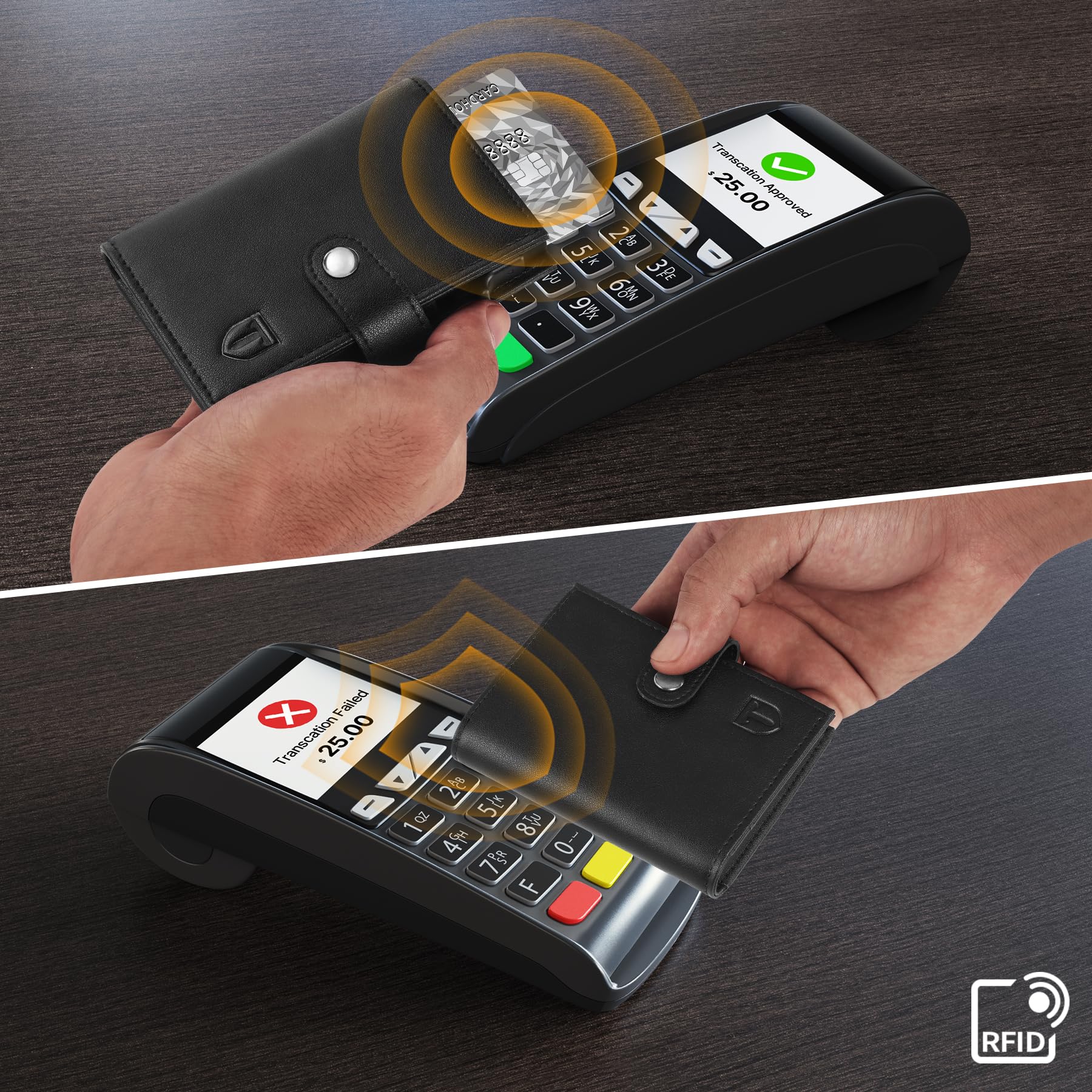 TENBST Card Holder portafoglio uomo slim nero RFID con portamonete