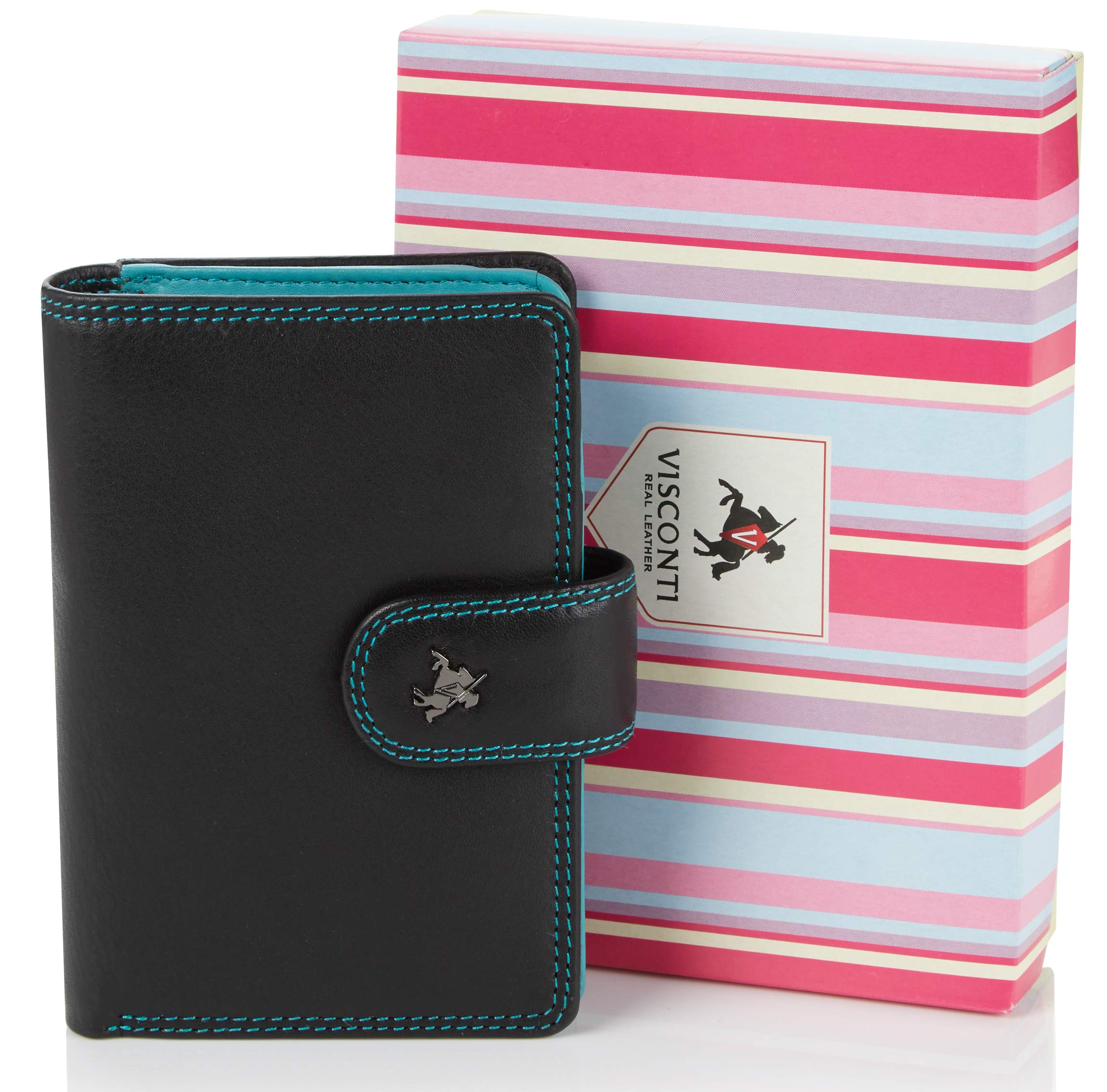 Visconti Rainbow portafoglio donna a piegatura doppia nero