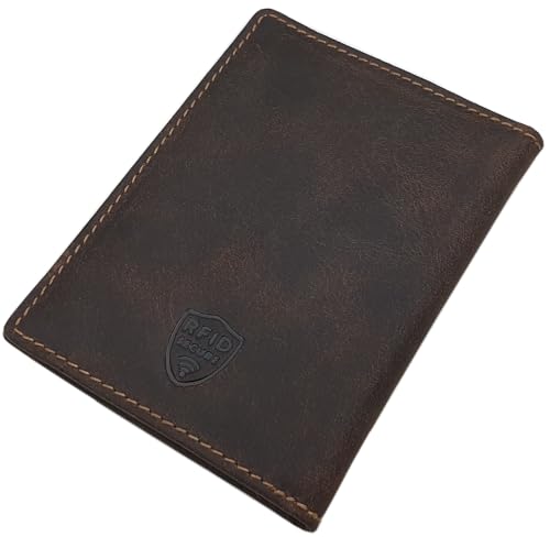 myledershop Karten- und Ausweisetuis porta carte marrone RFID 9 x 12 cm