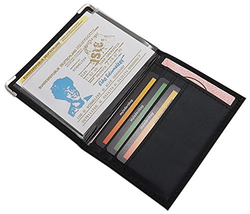 myledershop Karten- und Ausweisetuis porta carte d'identità e credito nero