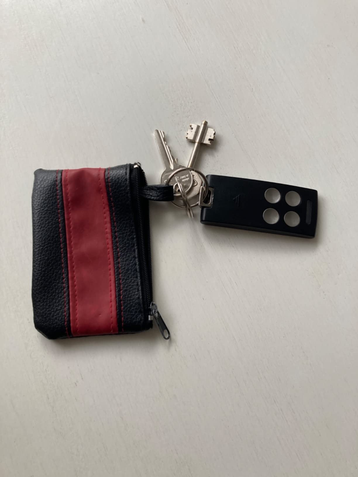myledershop Schlüsseltaschen portachiavi con cerniera nero rosso