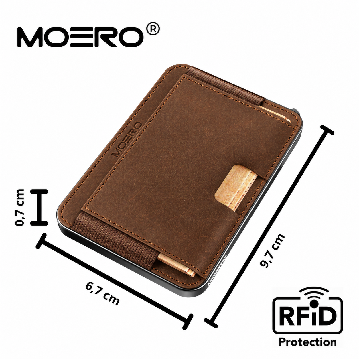 Moero Linea M2 M2 Pro Crazy Horse Cioccolato MagSafe Wallet portafoglio