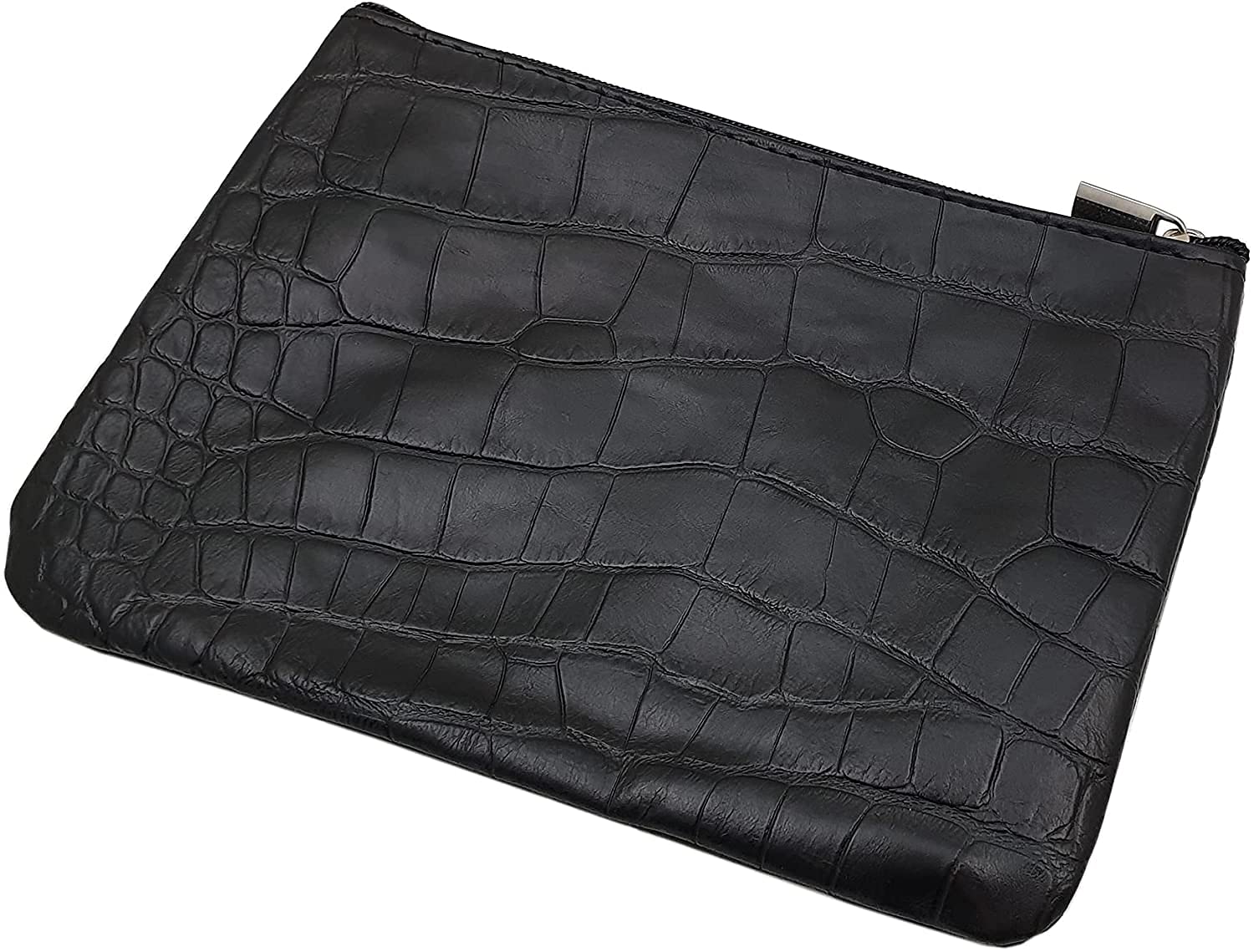 myledershop Schlüsseltaschen Borsa XL in pelle di vitello con chiusura lampo nera