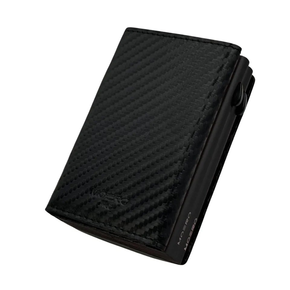 Moero Linea PRO Dual Zip portafoglio nero con doppio portacarte e zip