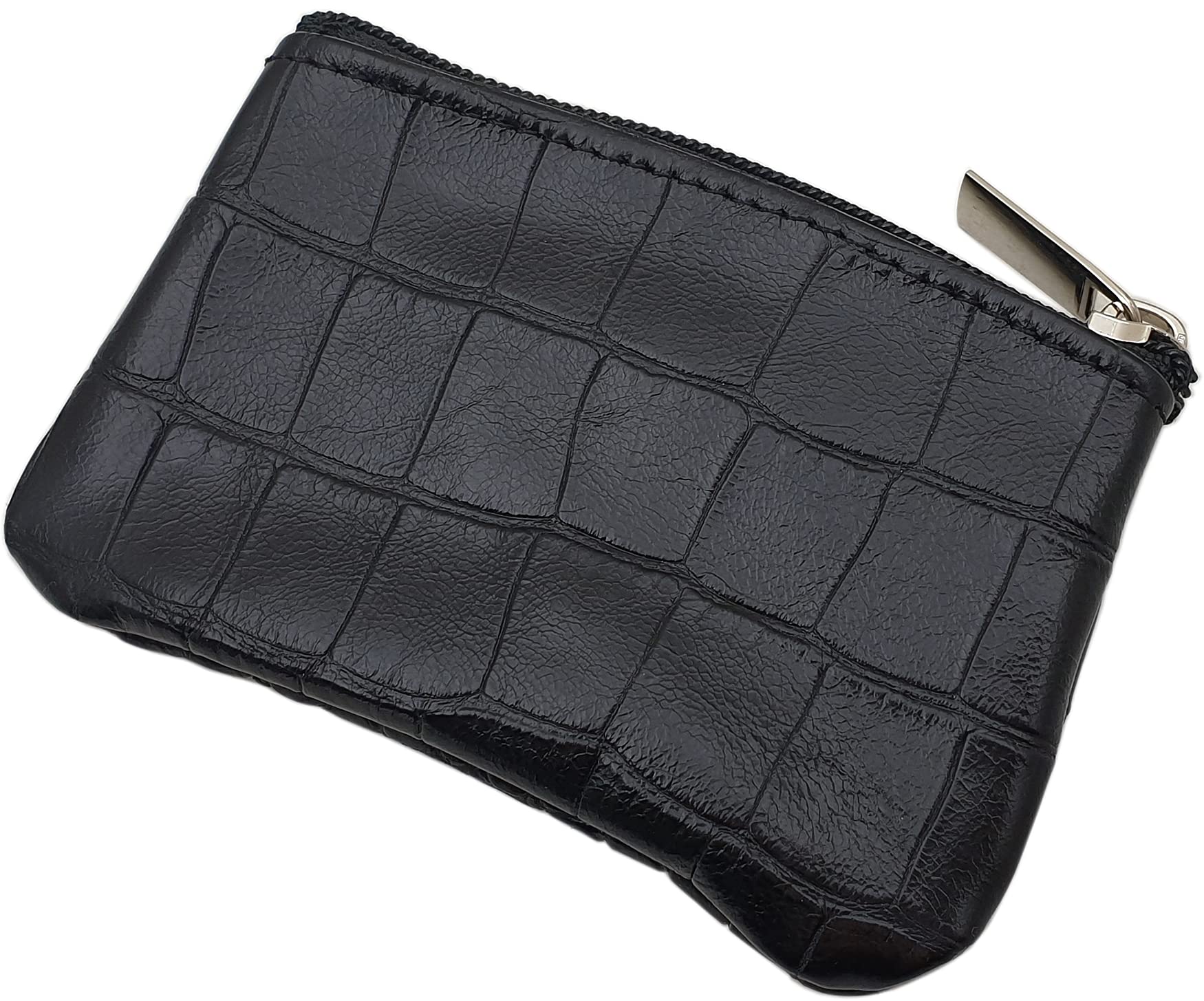 myledershop Schlüsseltaschen portachiavi in pelle di vitello nera con cerniera