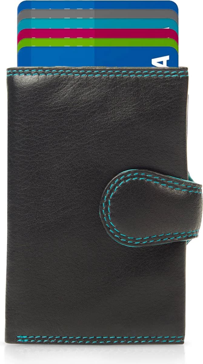 Visconti Slim porta carte nero aqua RFID con portamonete