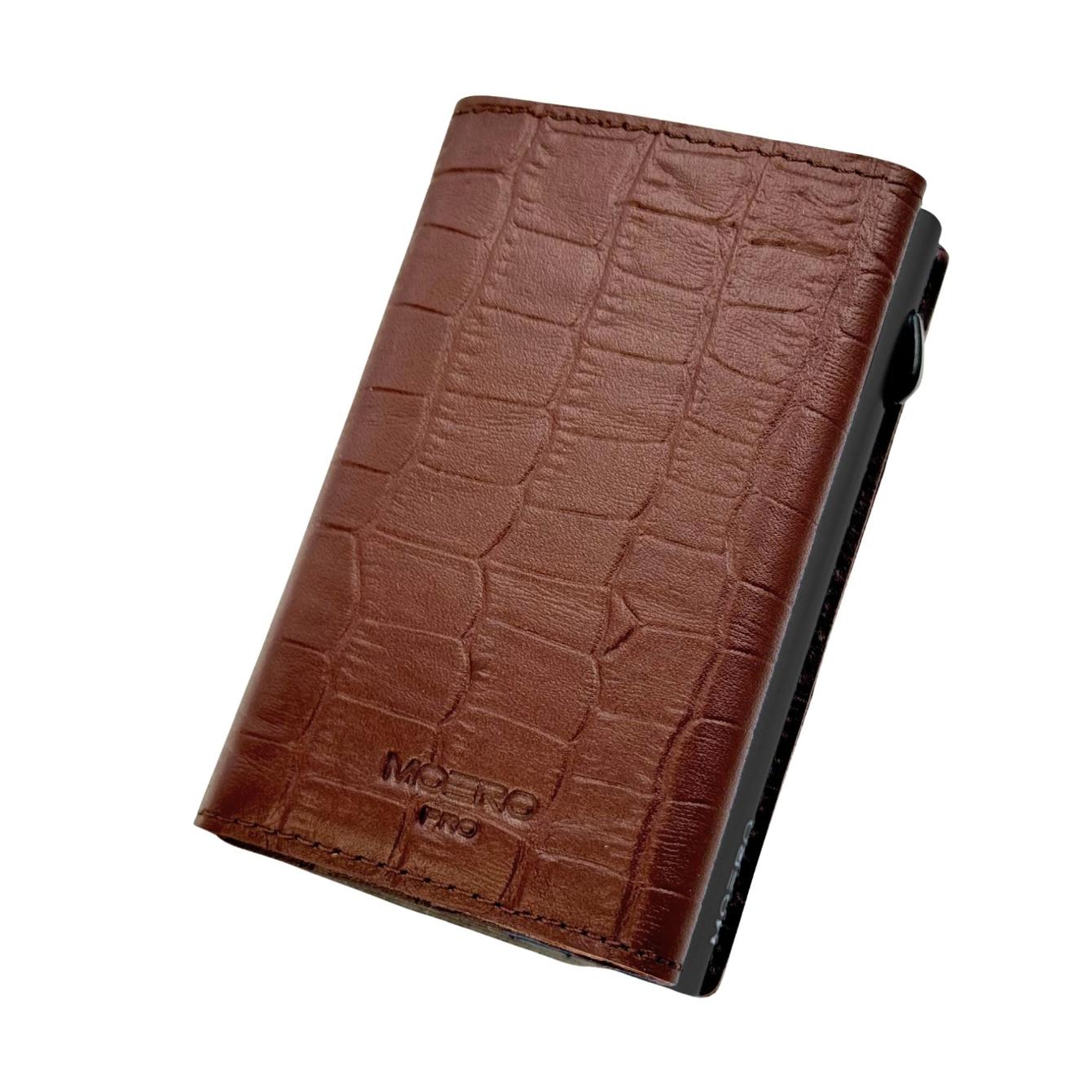 Moero Linea PRO PRO Zip Croco portafoglio marrone RFID