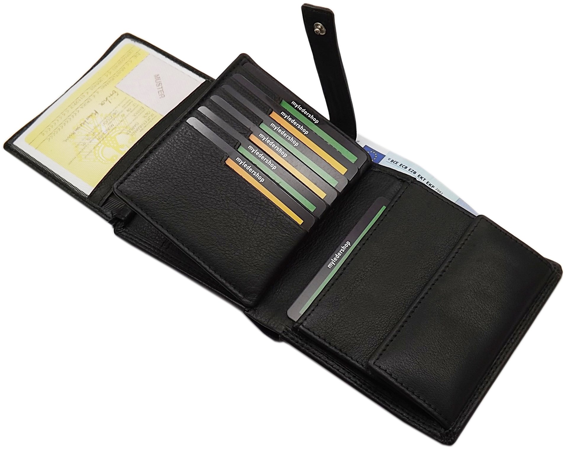 myledershop Herren Geldbörsen portafoglio verticale nero RFID