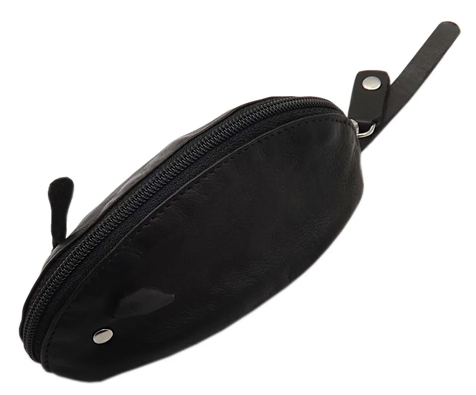 myledershop Schlüsseltaschen portachiavi in pelle nero con cerniera