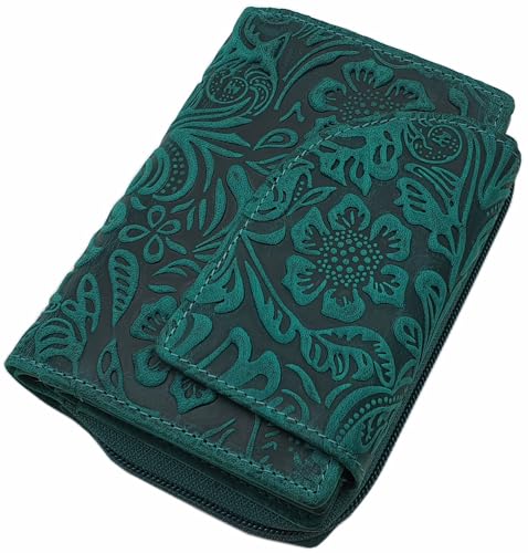 myledershop Damen Geldbörsen portafoglio donna pelle bufalo nero RFID