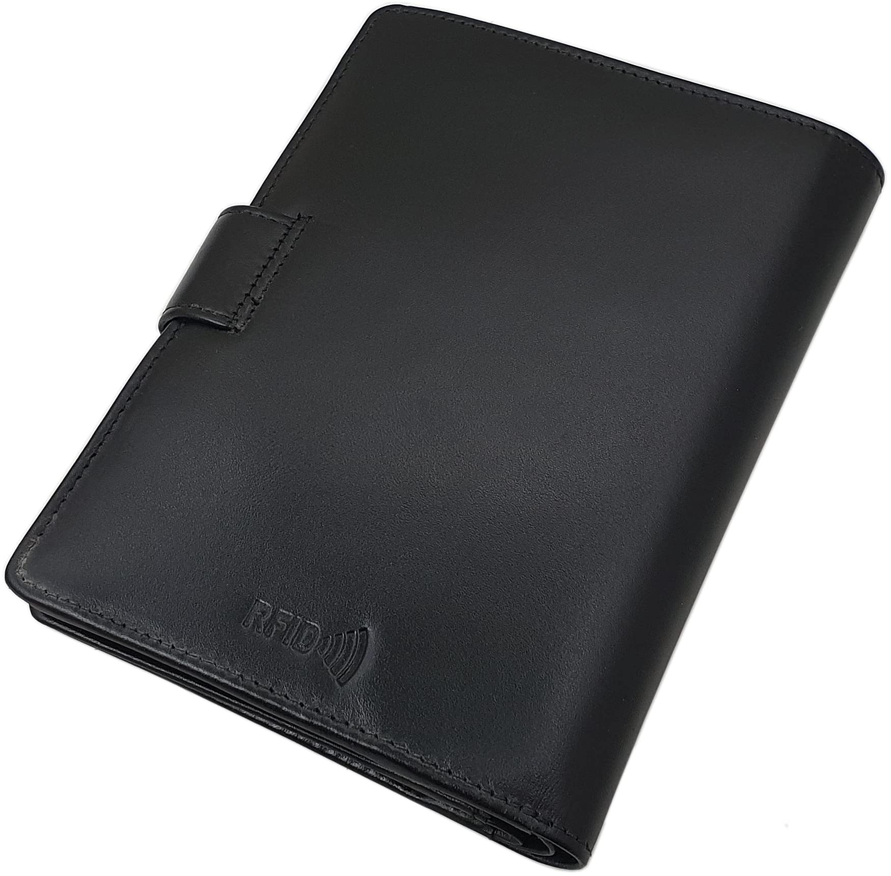 myledershop Herren Geldbörsen portafoglio nero in pelle di vitello RFID NFC