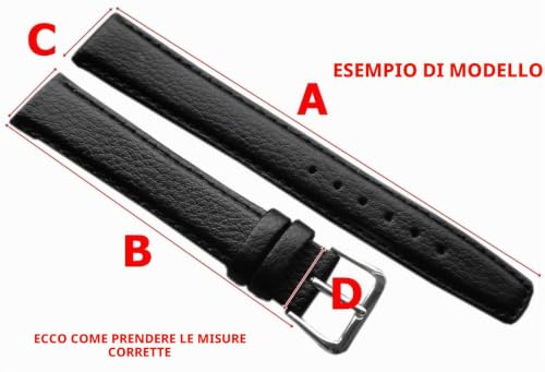 myledershop Uhrenarmbänder cinturino per orologio 16mm nero in pelle di vitello