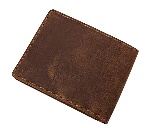 myledershop Herren Geldbörsen Pelle di bufalo portafoglio con teschio marrone RFID
