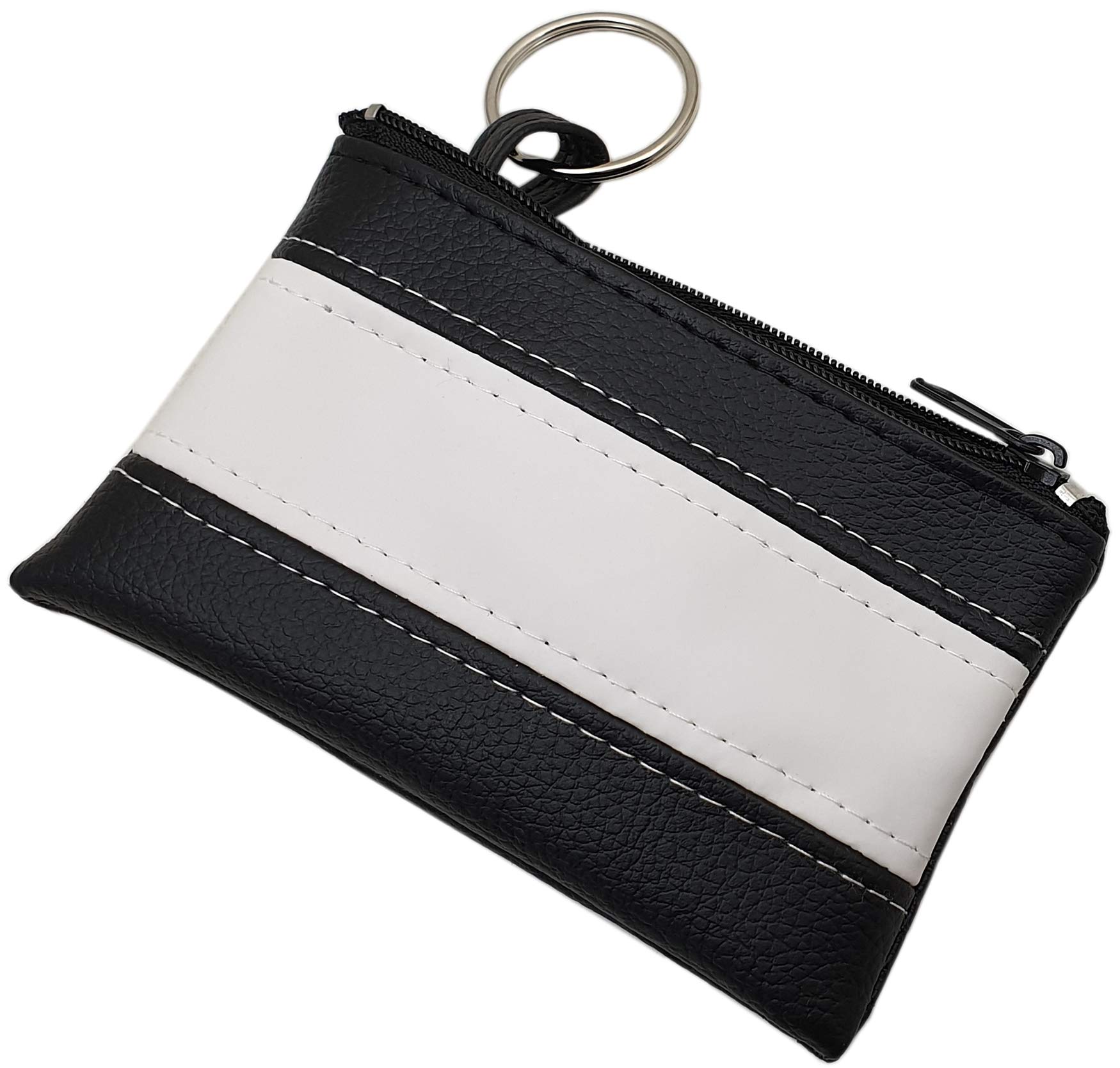 myledershop Schlüsseltaschen portachiavi con cerniera nero rosso