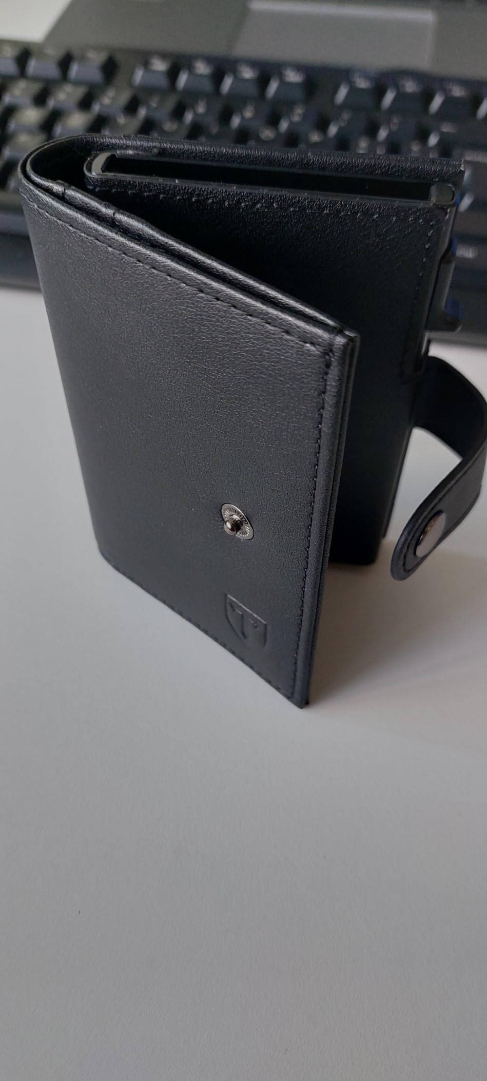 TENBST Card Holder portafoglio uomo slim nero RFID con portamonete