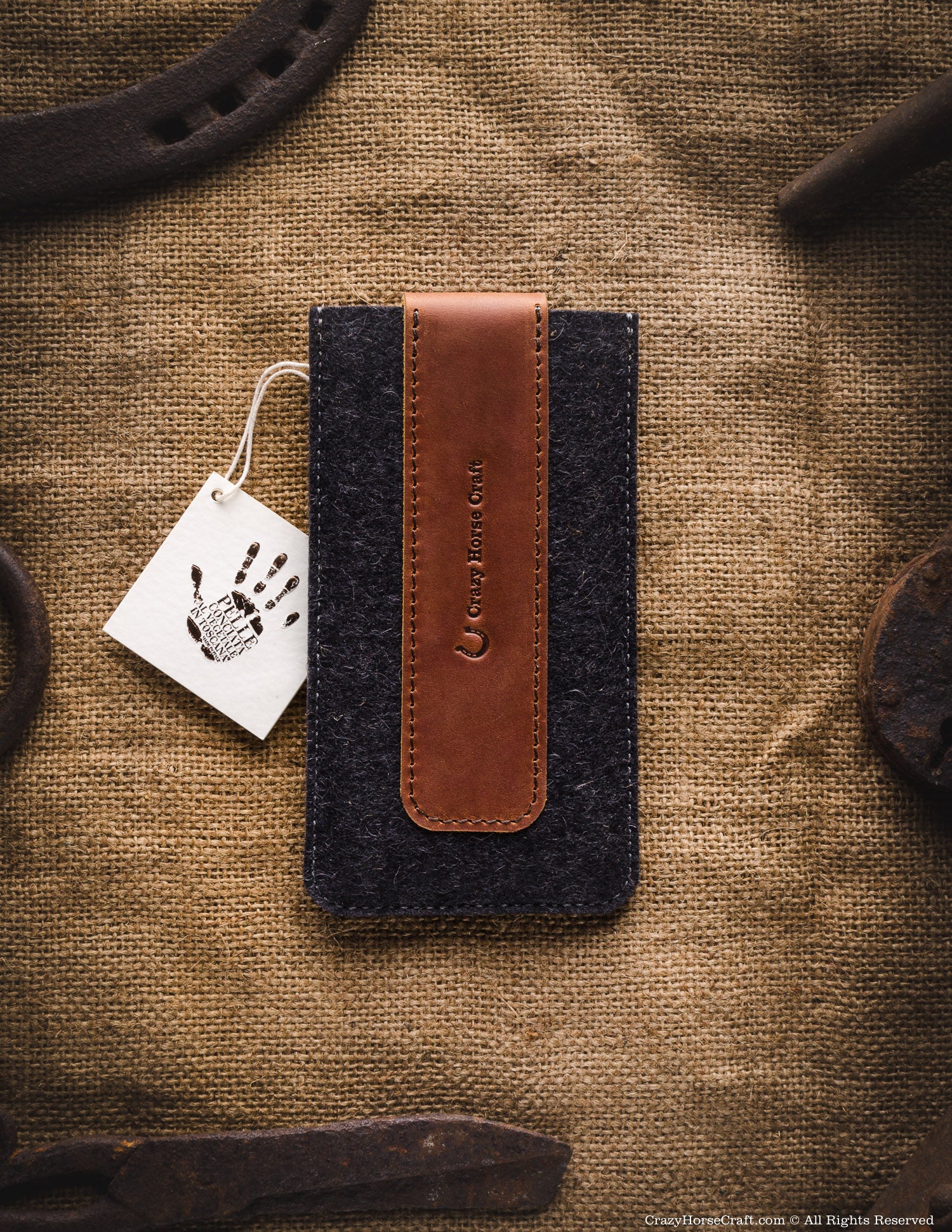Crazy Horse Craft Phone Cases Wool Felt Phone Sleeve custodia iPhone Classic Brown