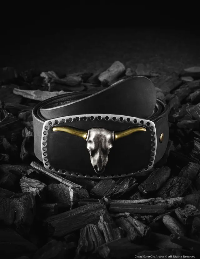 Crazy Horse Craft Belts cintura in pelle nera XS