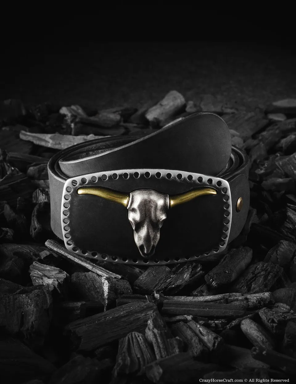 Crazy Horse Craft Belts cintura in pelle nera XS