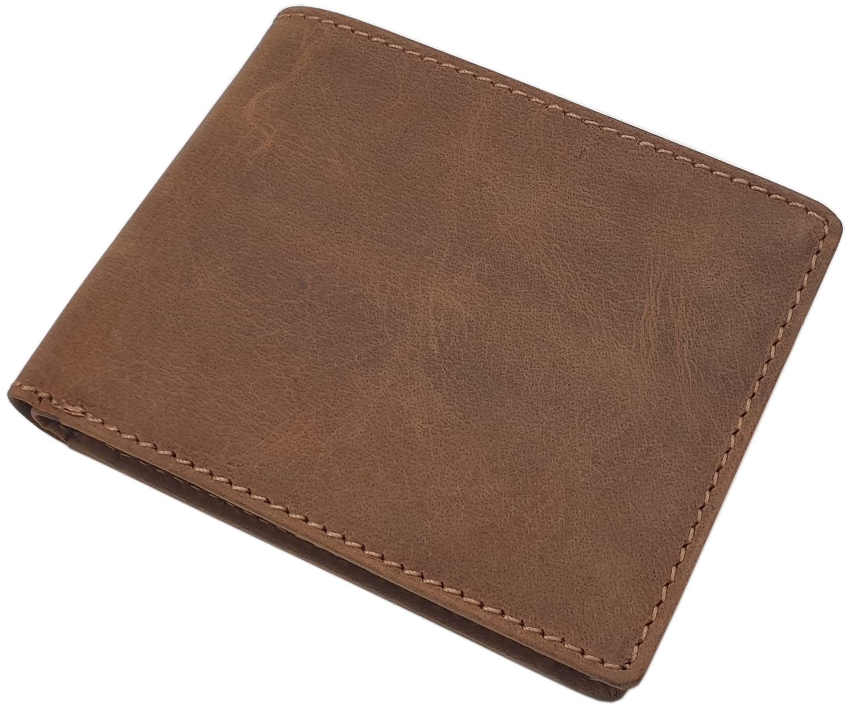 myledershop Herren Geldbörsen portafoglio Modello 2 orizzontale marrone con protezione RFID