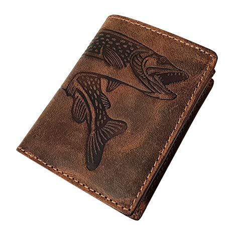 myledershop Herren Geldbörsen piccolo portafoglio uomo marrone pelle bufalo RFID NFC