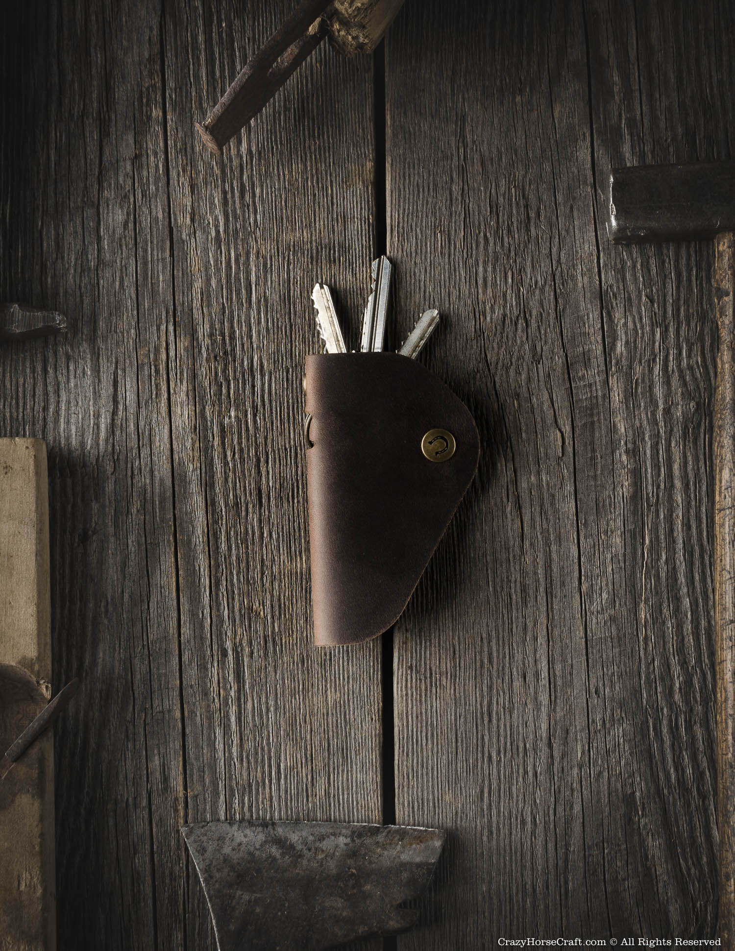 Crazy Horse Craft Key Holders portachiavi in pelle Wood Brown