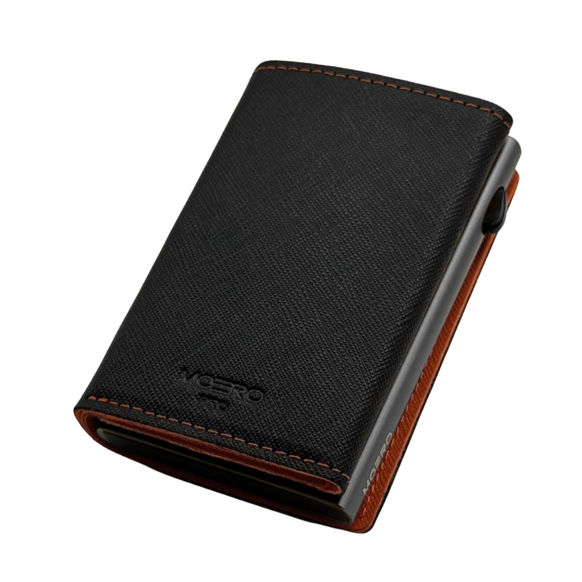 Moero Linea PRO PRO PLUS Zip Saffiano portafoglio Nero e Arancione