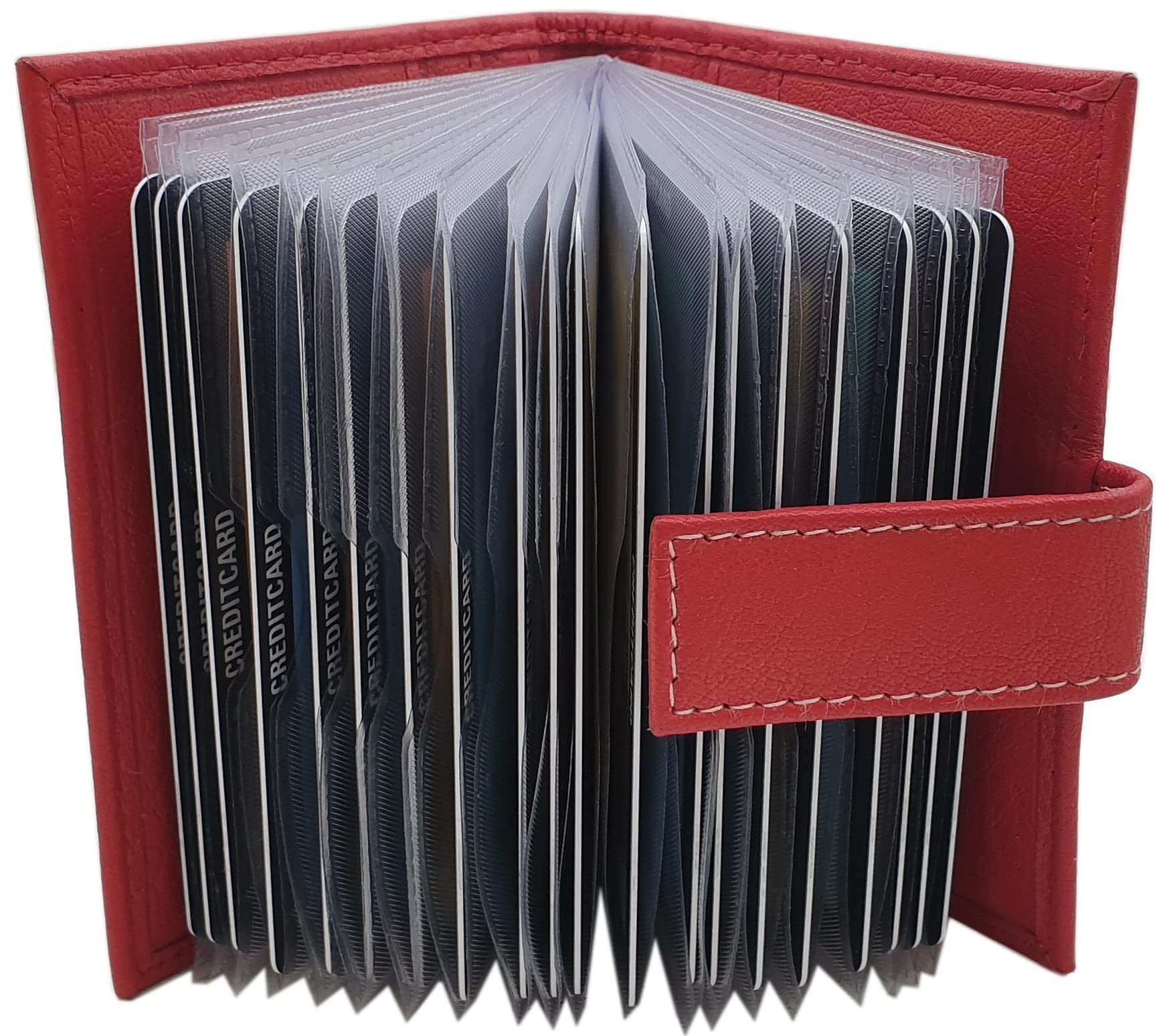 myledershop Kredit- und Visitenkartenetuis porta carte rosso 24 scomparti RFID
