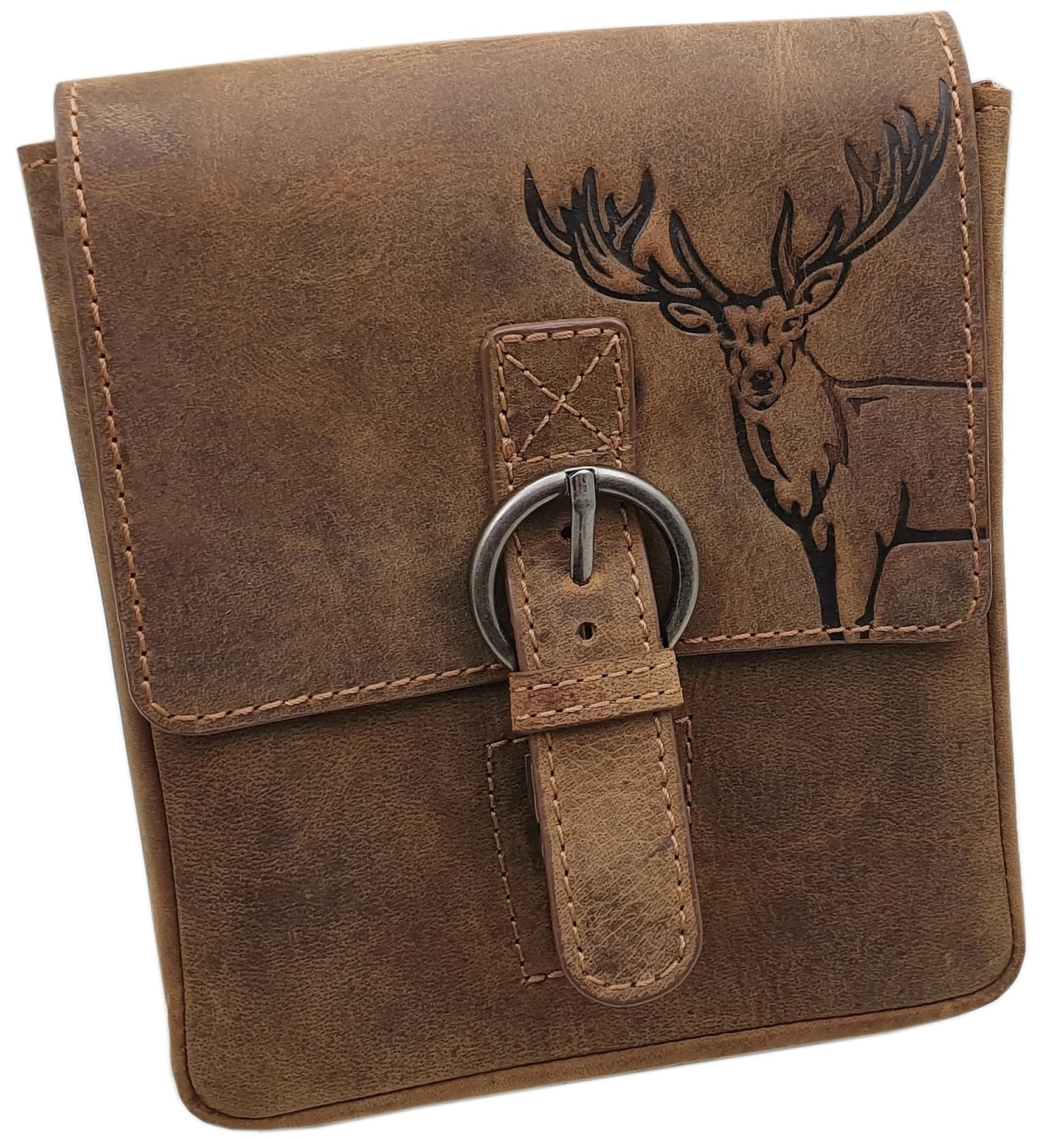 myledershop Gürtel-/Taschen borsetta verticale in pelle di bufalo marrone