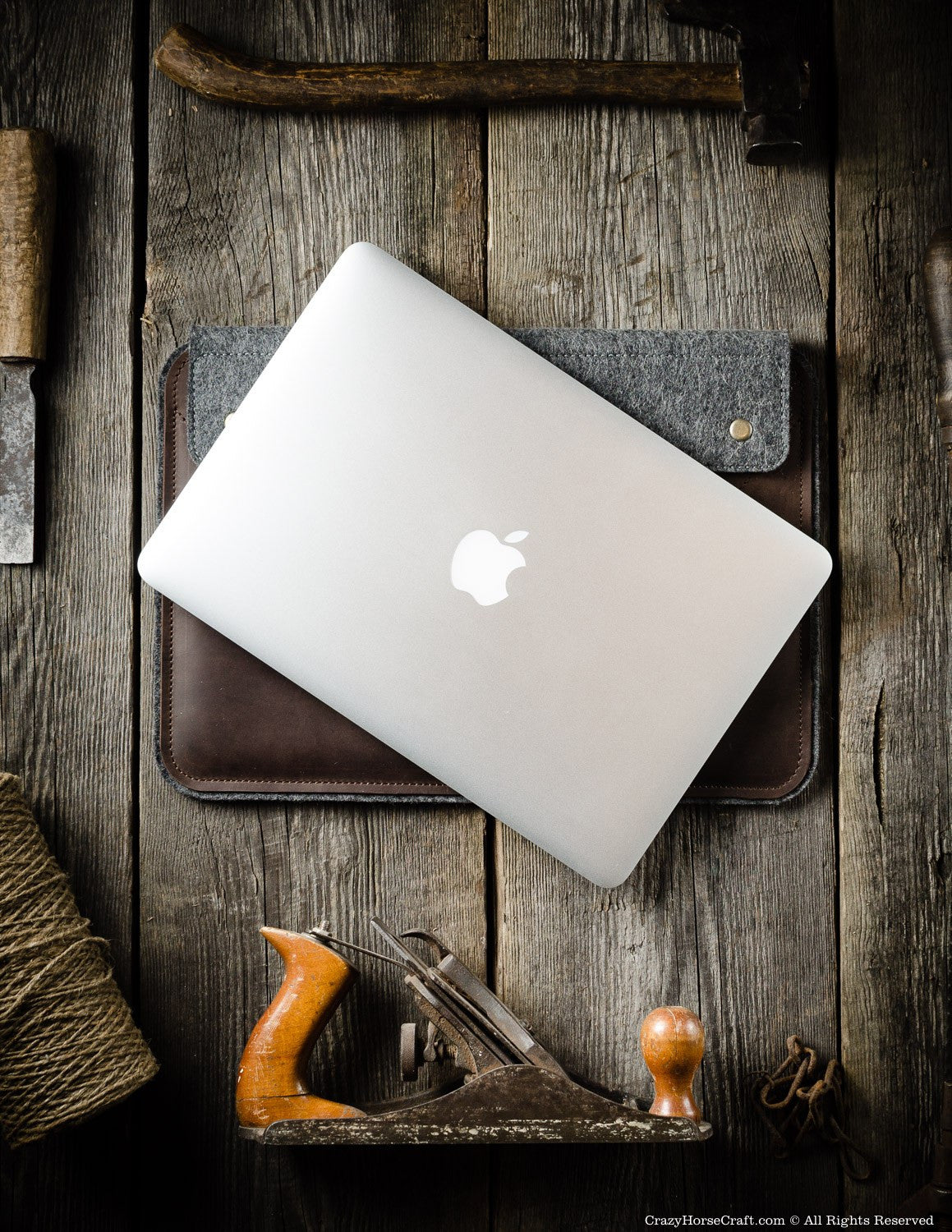 Crazy Horse Craft MacBook Cases Leather MacBook Pro/Air Case custodia MacBook Wood Brown in pelle
