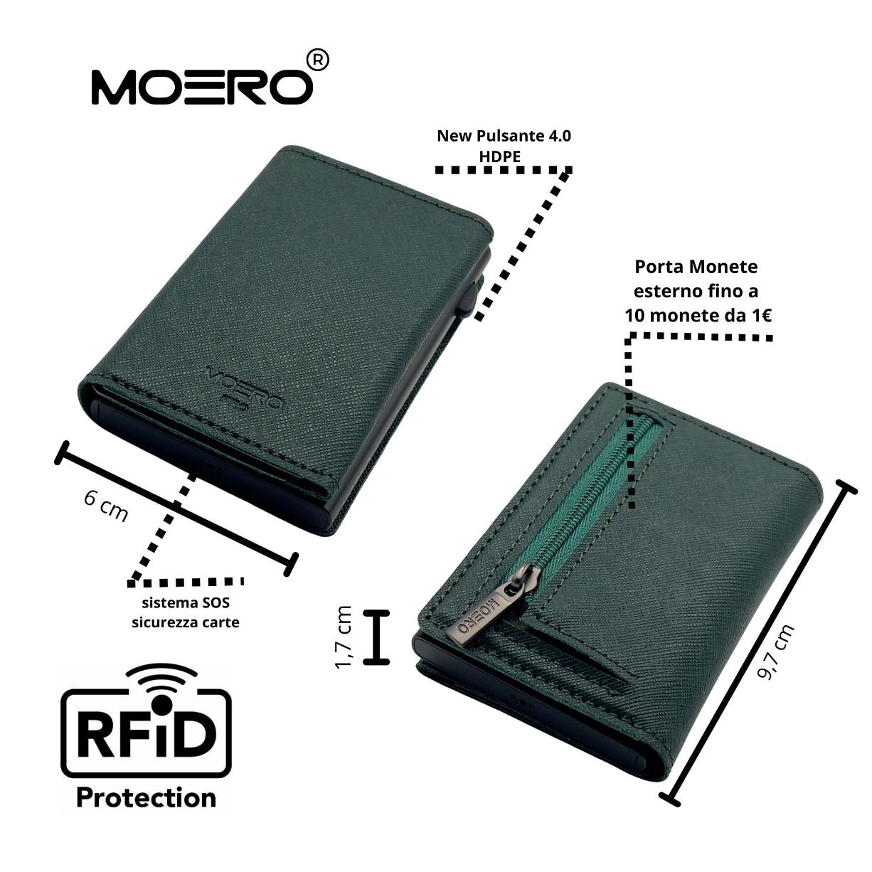 Moero Linea PRO PRO Zip Saffiano portafoglio Verde Foresta con portamonete